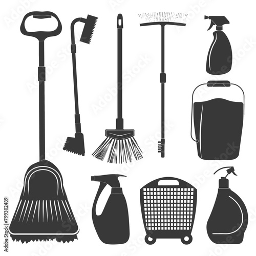 Silhouette home cleaning equipment black color only