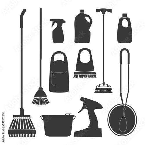 Silhouette home cleaning equipment black color only