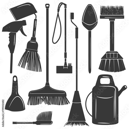 Silhouette home cleaning equipment black color only