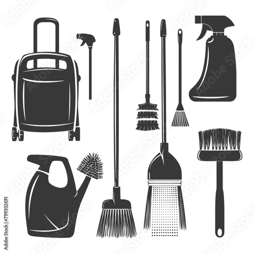 Silhouette home cleaning equipment black color only