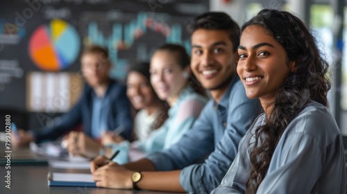 Success, pride, and diversity for office-based startup team. Leadership, coaching, and women mentor train staff. Working together in strategy and planning meetings