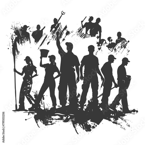 Silhouette illustration for celebrating International labor day