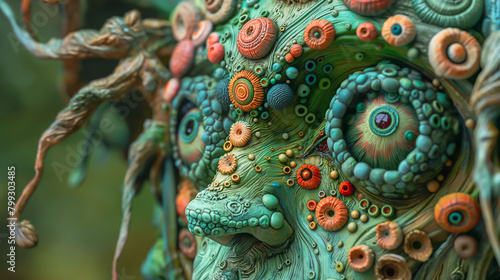 Wallpaper Mural Cute Colorful Alien Creature with Large Vibrant Eyes. Surreal Fantasy, Science Fiction Movie Makeup, Mythology, Future. Otherwordly, Artistic, Ornamental, Mystical, Bright, Odd, Bizzare. Book, Story Torontodigital.ca