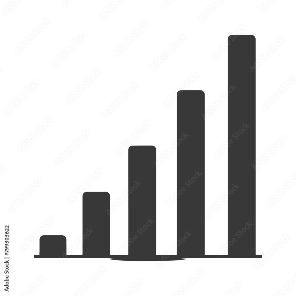Silhouette Infographic bar graph growth 2D object black color only Silhouette Infographic bar graph growth 2D object black color only