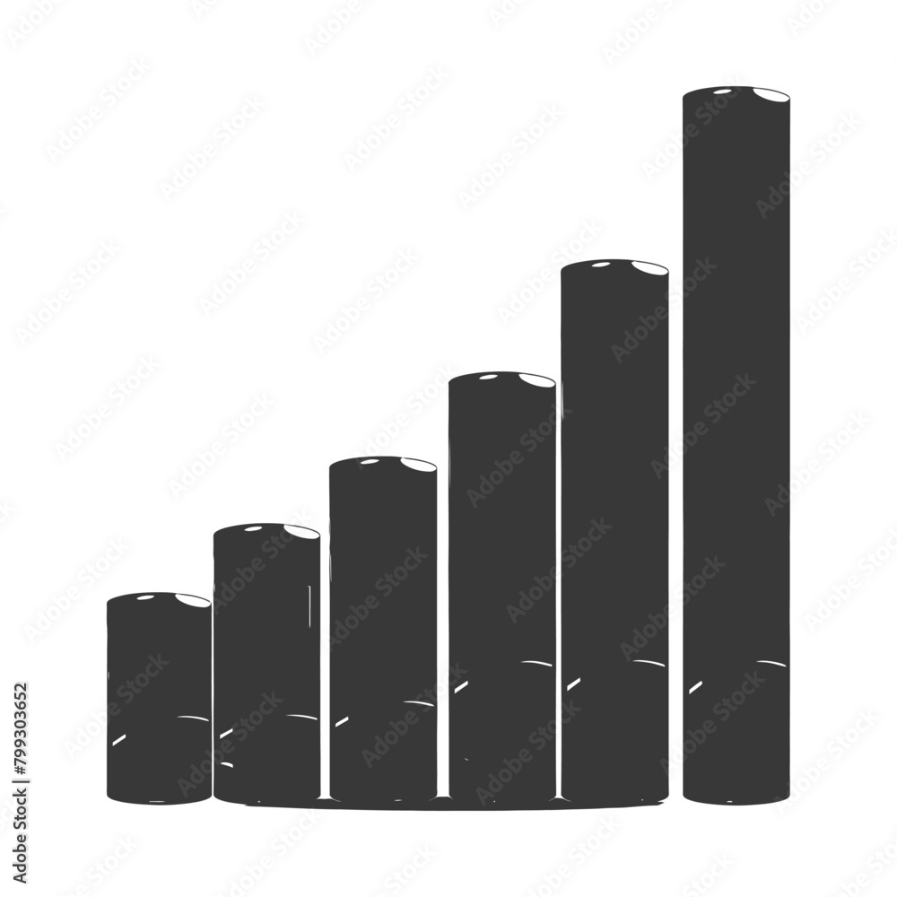 Silhouette Infographic bar graph growth 2D object black color only Silhouette Infographic bar graph growth 2D object black color only