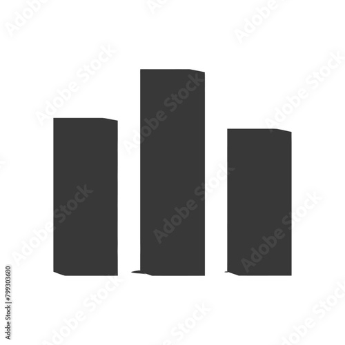 Silhouette Infographic bar graph growth 2D object black color only