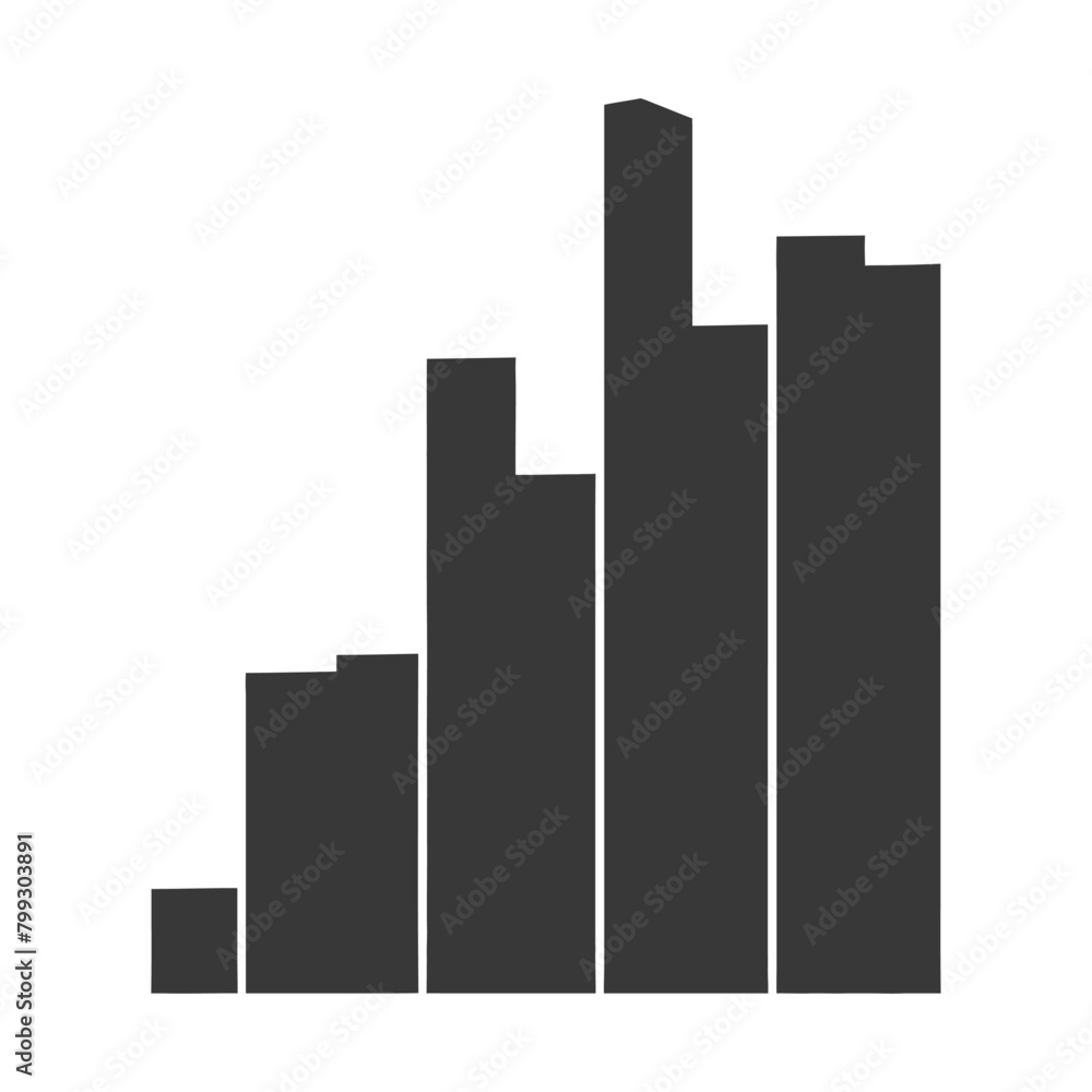 Silhouette Infographic bar graph growth 2D object black color only Silhouette Infographic bar graph growth 2D object black color only