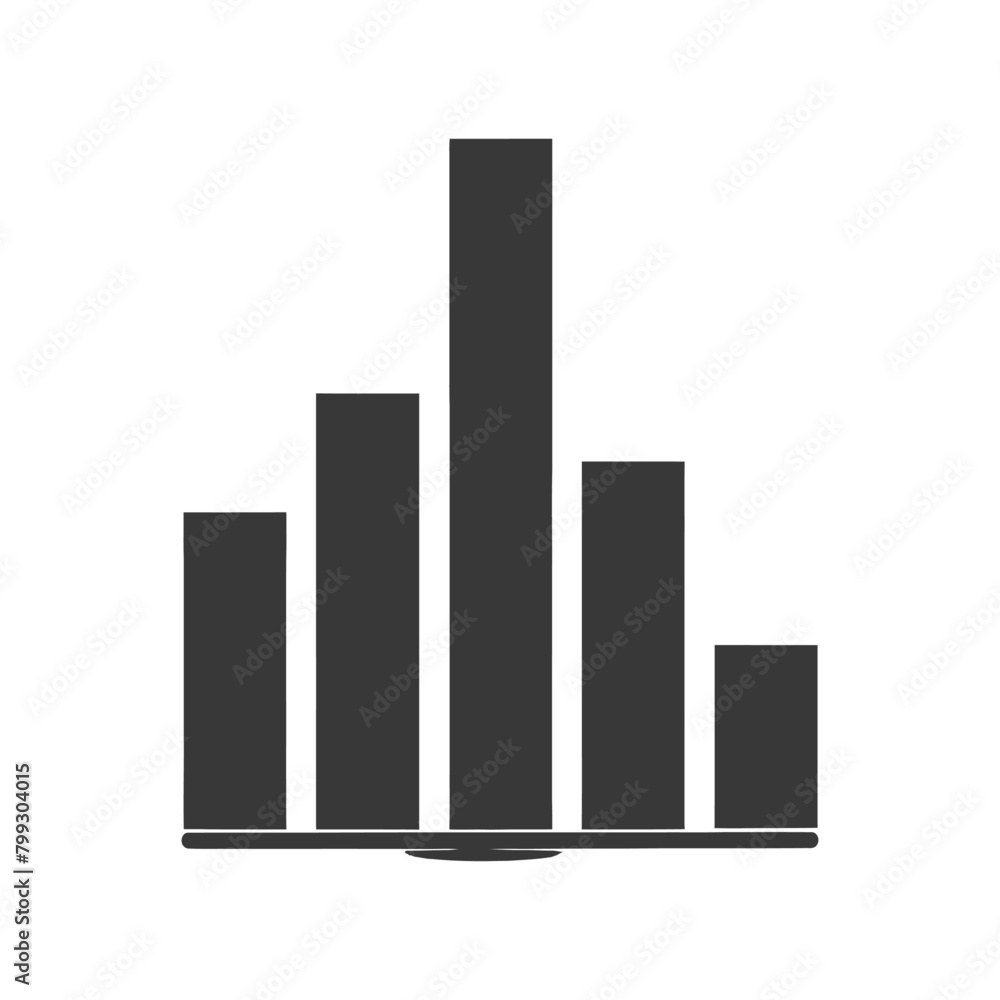 Silhouette Infographic bar graph growth 2D object black color only Silhouette Infographic bar graph growth 2D object black color only