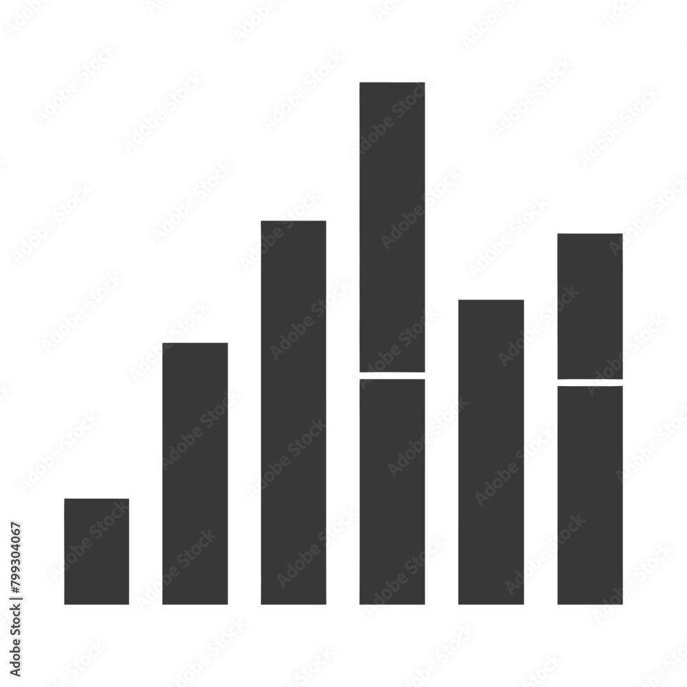 Silhouette Infographic bar graph growth 2D object black color only Silhouette Infographic bar graph growth 2D object black color only