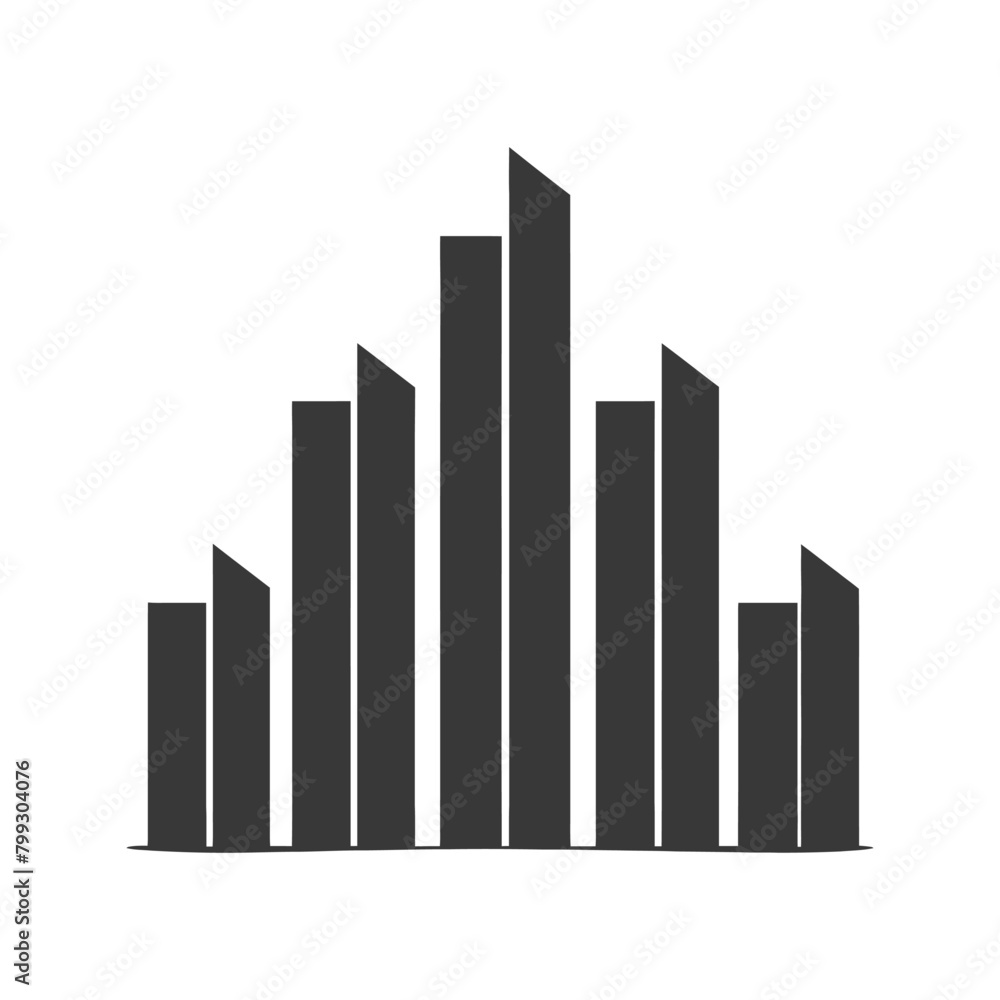 Silhouette Infographic bar graph growth 2D object black color only Silhouette Infographic bar graph growth 2D object black color only