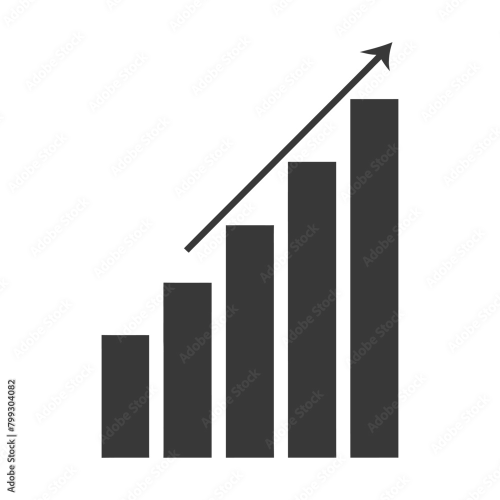Silhouette Infographic bar graph growth 2D object black color only Silhouette Infographic bar graph growth 2D object black color only