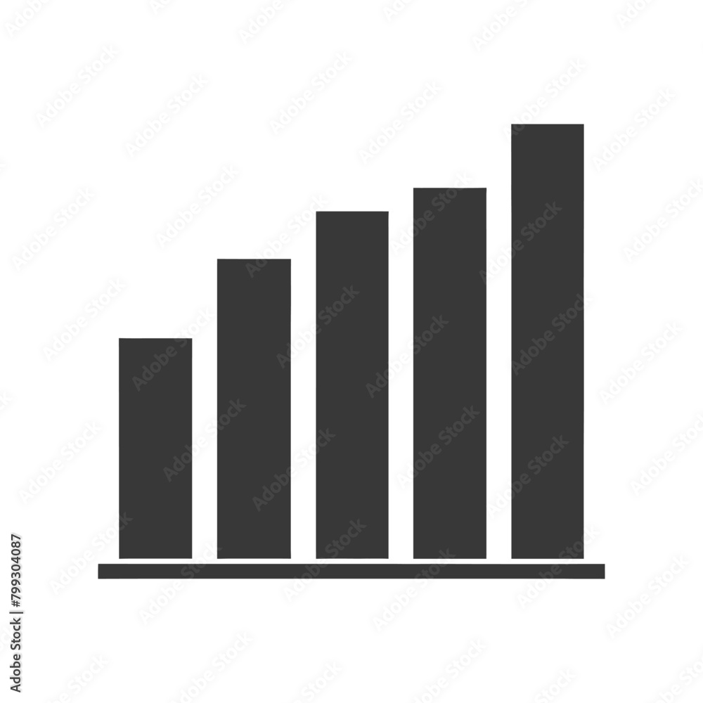 Silhouette Infographic bar graph growth 2D object black color only Silhouette Infographic bar graph growth 2D object black color only