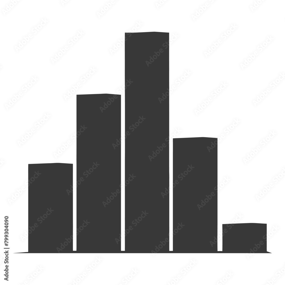 Silhouette Infographic bar graph growth 2D object black color only Silhouette Infographic bar graph growth 2D object black color only