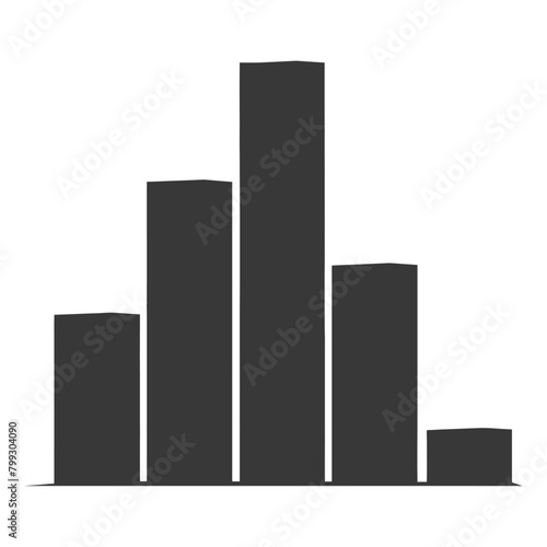 Silhouette Infographic bar graph growth 2D object black color only