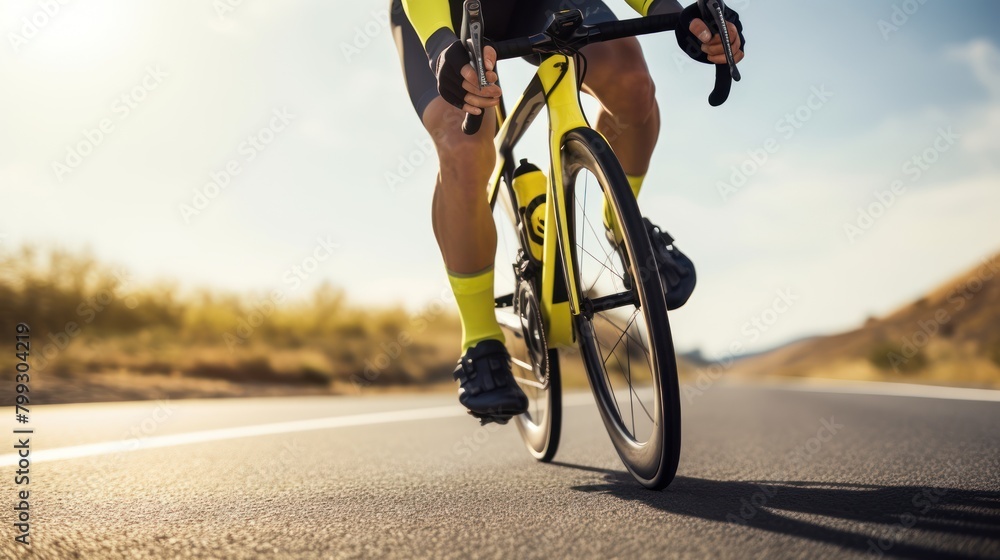 Fototapeta premium Cycling competition, cyclist athletes riding a race at high speed
