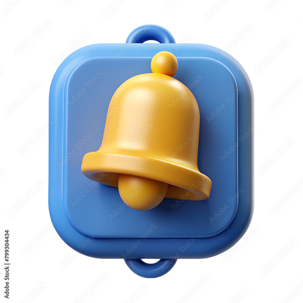 Fototapeta premium 3d notification bell icon set isolated on transparent background 3d render yellow ringing bell