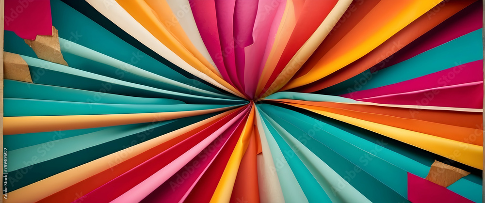 A vibrant, colorful paper art piece featuring a spiral made of numerous geometrically folded papers A vibrant, colorful paper art piece featuring a spiral made of numerous geometrically folded papers