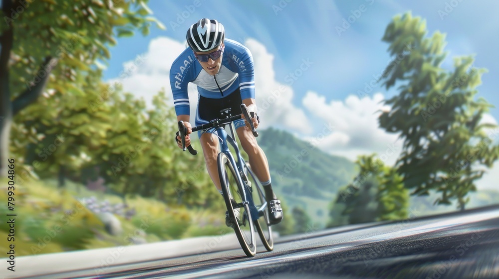 Obraz premium Professional male cyclist road bicycle racer in action