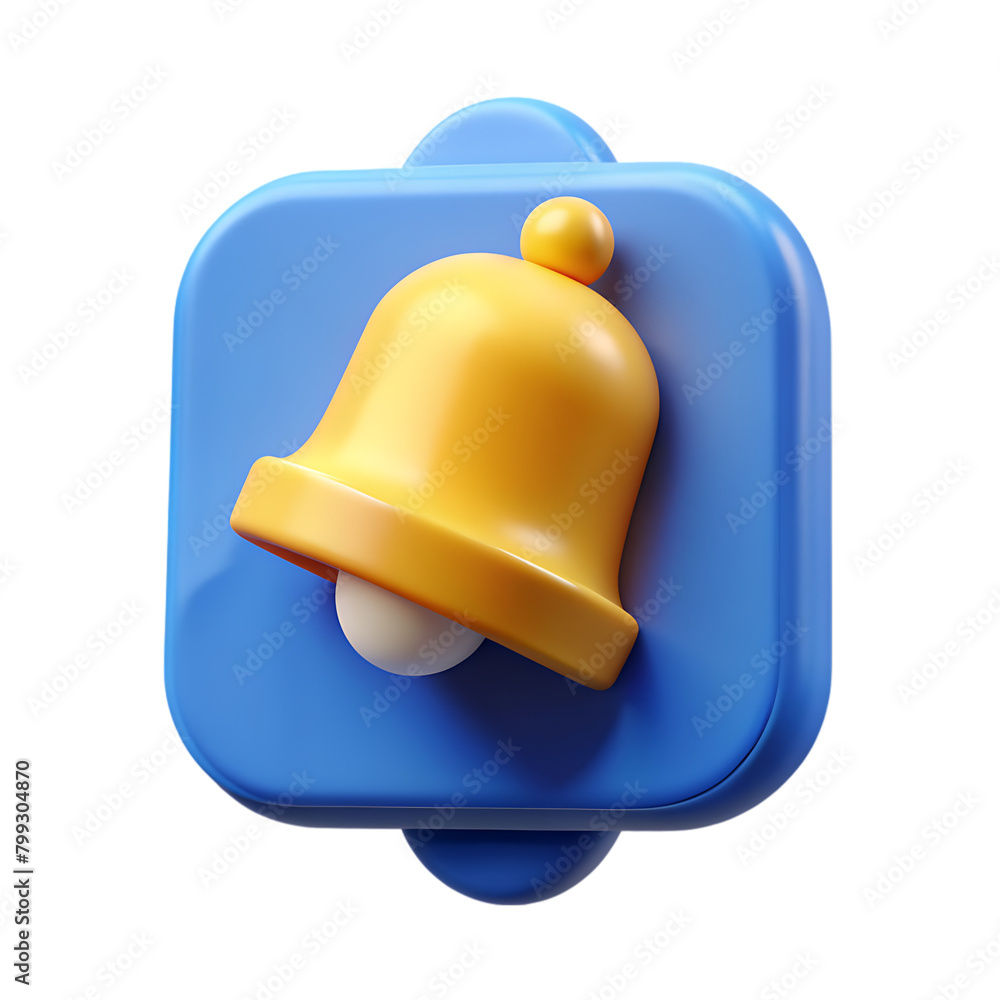 Fototapeta premium 3d notification bell icon set isolated on transparent background 3d render yellow ringing bell