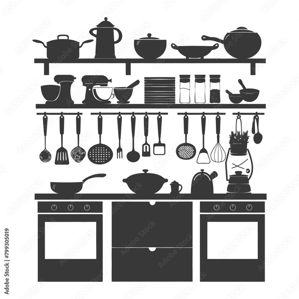 Silhouette kitchen at home equipment black color only Silhouette kitchen at home equipment black color only