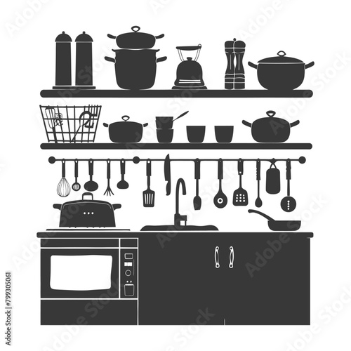 Silhouette kitchen at home equipment black color only © NikahGeh