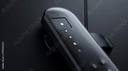 Realistic zoomed-in shot of a digital door lock, highlighting the sleek design and user-friendly interface for enhanced home security