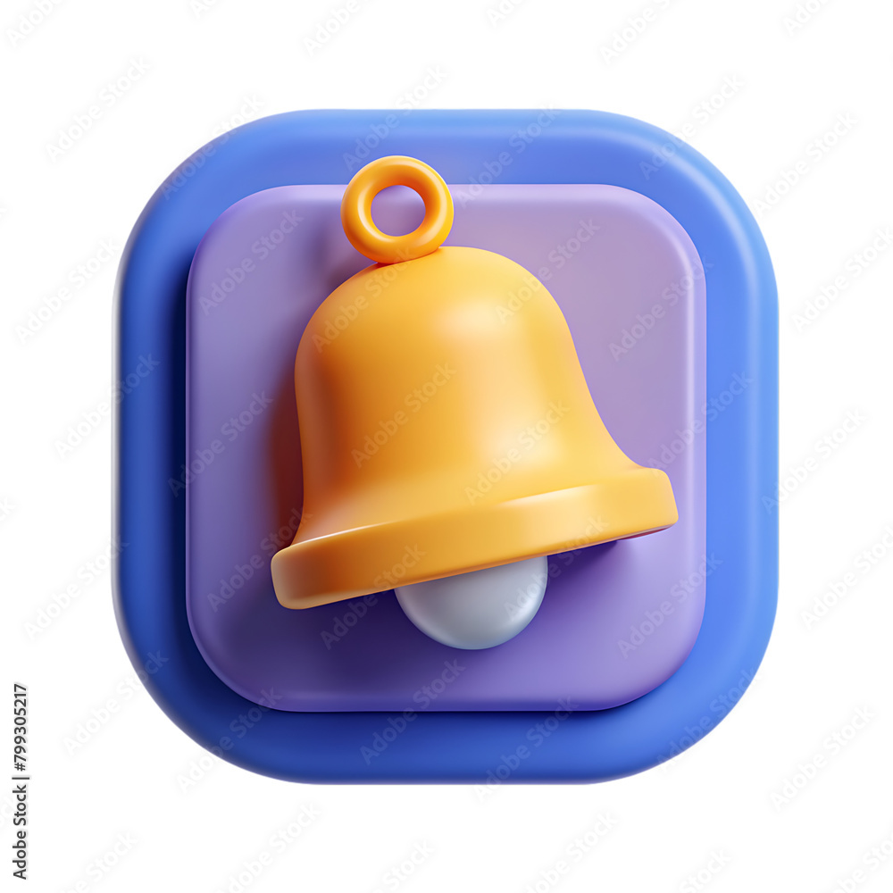 Fototapeta premium 3d notification bell icon set isolated on transparent background 3d render yellow ringing bell