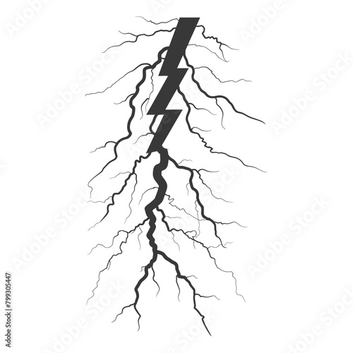 Silhouette Lightning strike bolt black color only