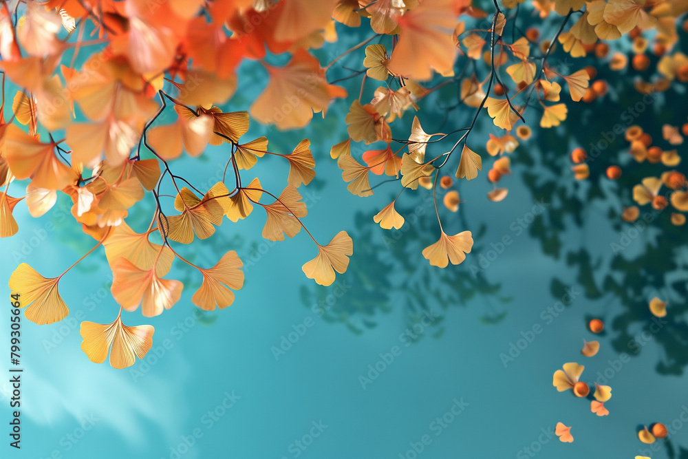 Ginkgo leaves and autumn maples Ginkgo leaves and autumn maples