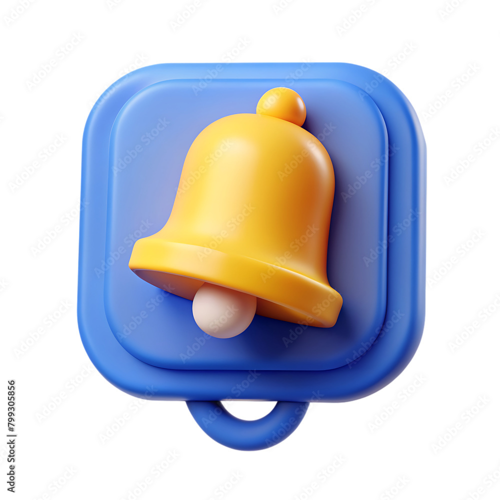 Fototapeta premium 3d notification bell icon set isolated on transparent background 3d render yellow ringing bell