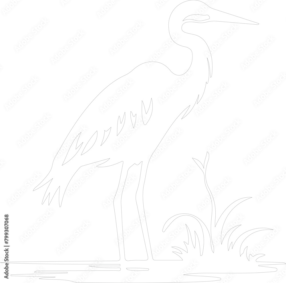egret outline egret outline