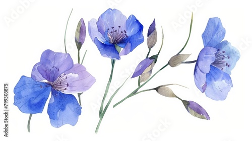 Delicate Floral Elements on Watercolor Background Generative AI