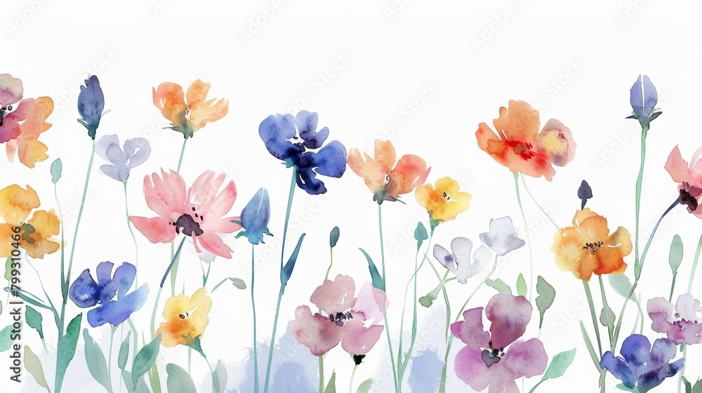 Delicate Flowers on White Background Generative AI