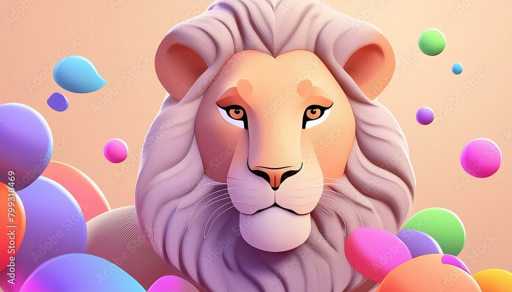 Naklejka premium lion, illustration, art, graphic, design, cool, designer, Generative AI