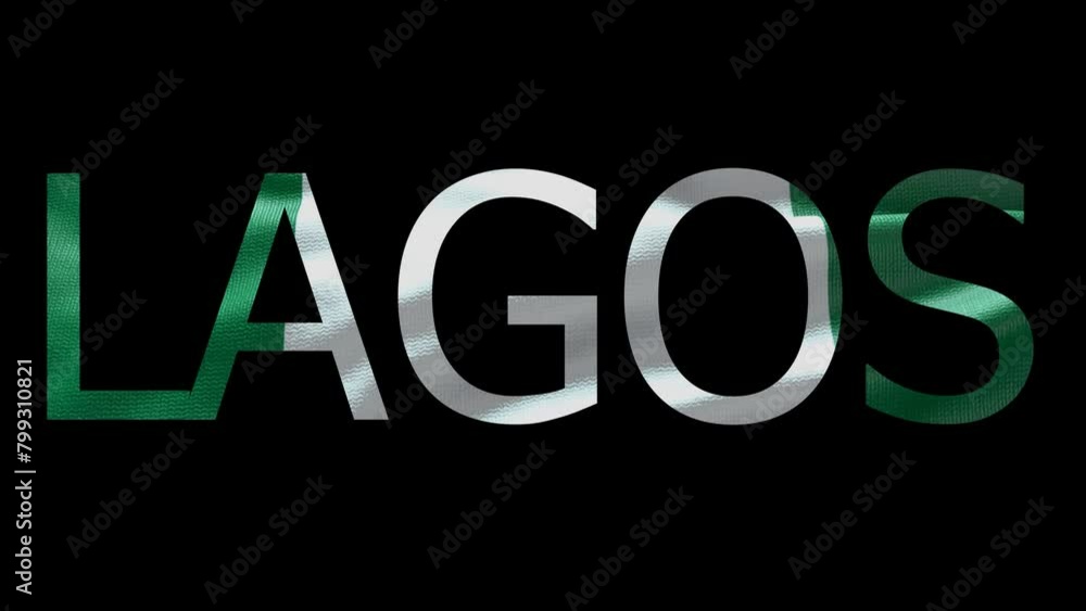 Lagos Name on Transparent Background. Waving Flag Lagos Name on Transparent Background. Waving Flag