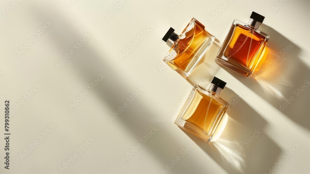 A variety of perfume bottles are sitting on a table A variety of perfume bottles are sitting on a table