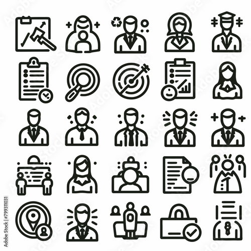 Human Resources icon set silhouette vector illustration White Background, Human Resources, Recruitment, Employment, business, office, company, management