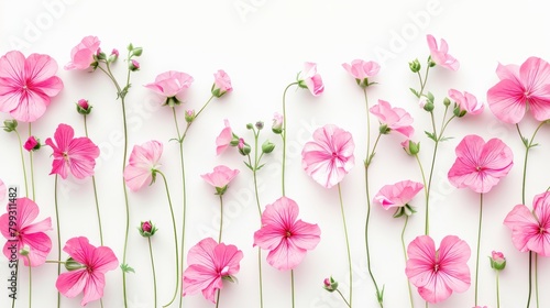 Wallpaper Mural Pink Floral Pattern on White Background Generative AI Torontodigital.ca