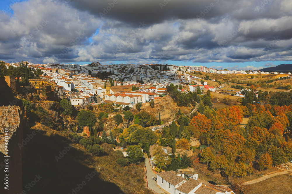 View of Ronda and surrounding countryside autumn, Spain
