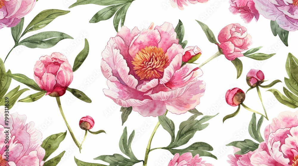 Summer Floral Background with Pink Peonies Generative AI Summer Floral Background with Pink Peonies Generative AI