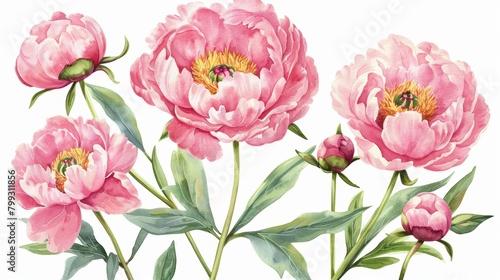 Summer Floral Background with Pink Peonies Generative AI