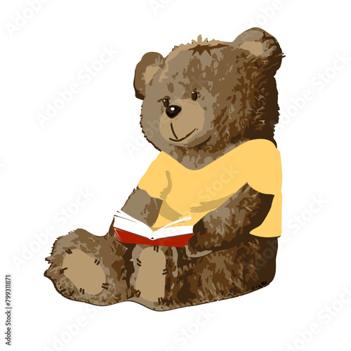 Teddy bear with open books.