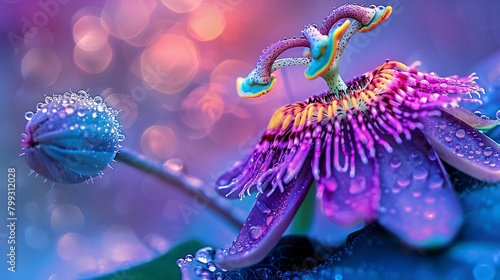 Vivid hues of the Purple Passionflower, a hidden gem among endangered flora photo