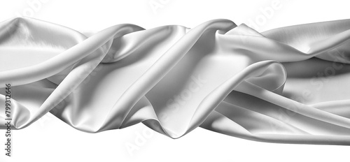 Canvas of white satin fabric with pleats. AI generative.