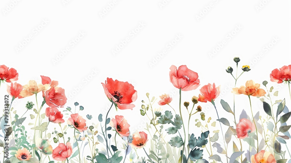 Vibrant Spring Flowers on White Background Generative AI
