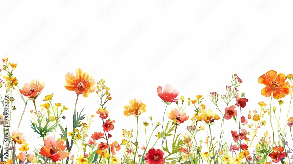 Whimsical Floral Border for Summer Cards Generative AI