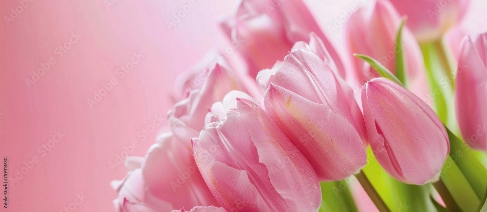 Background of beautiful blooming pink tulips.