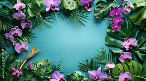 Blue and Purple Orchids with Copy Space