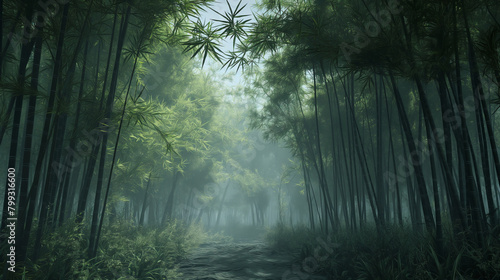 bamboo tree forest with a beautiful atmosphere