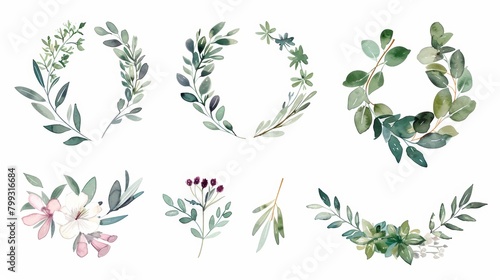 Watercolor Floral Wreath for Wedding Invitations Generative AI